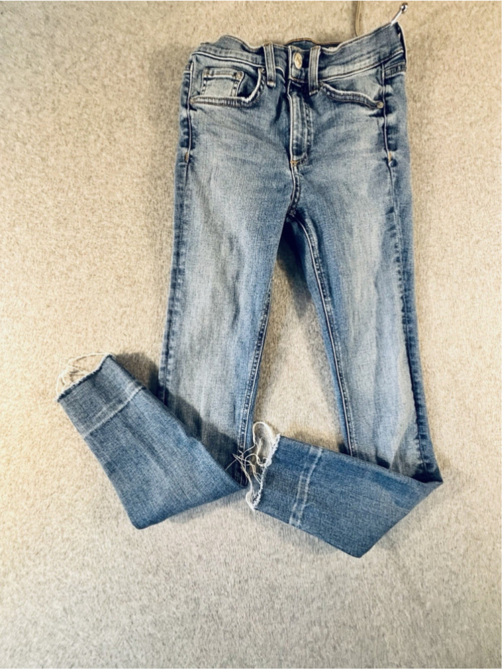 Rag & Bone High Rise Ankle Skinny Jeans Womens 25 Blue Raw Hem Stretch Denim